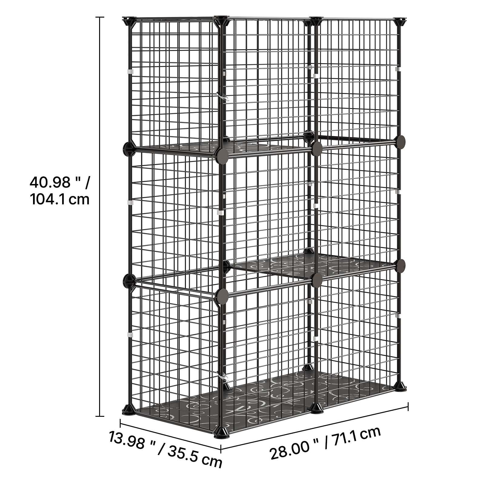 Cat Cage, 3-Tier DIY Cat Playpen Indoor Enclosure, Detachable Metal Wire Kennel Crate, Large Exercise Place Ideal for 1-2 Cats, Kittens, Rabbits, Ferrets & Small Animals, Black 28"x13.98"x40.98"