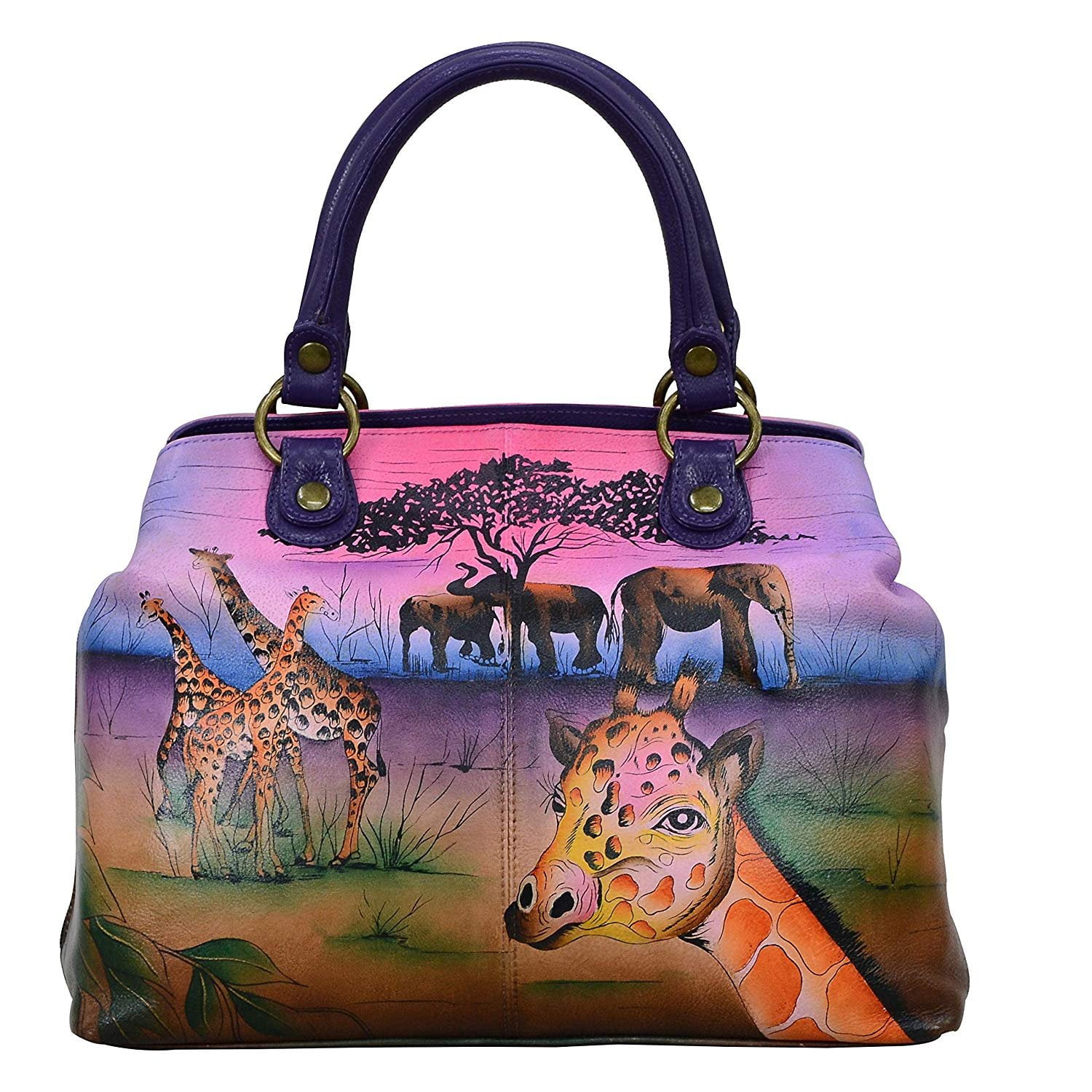 Anna by Anuschka Satchel Shoulder Handbag Genuine Leather Serengeti