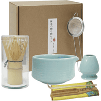 Enroslu 7PCS Matcha Tea Set, Japanese Tea Set, Matcha Bowl, Matcha Bamboo Whisk, Scoop, Sifter, Matcha Whisk Holder, Matcha whisk set(Green)