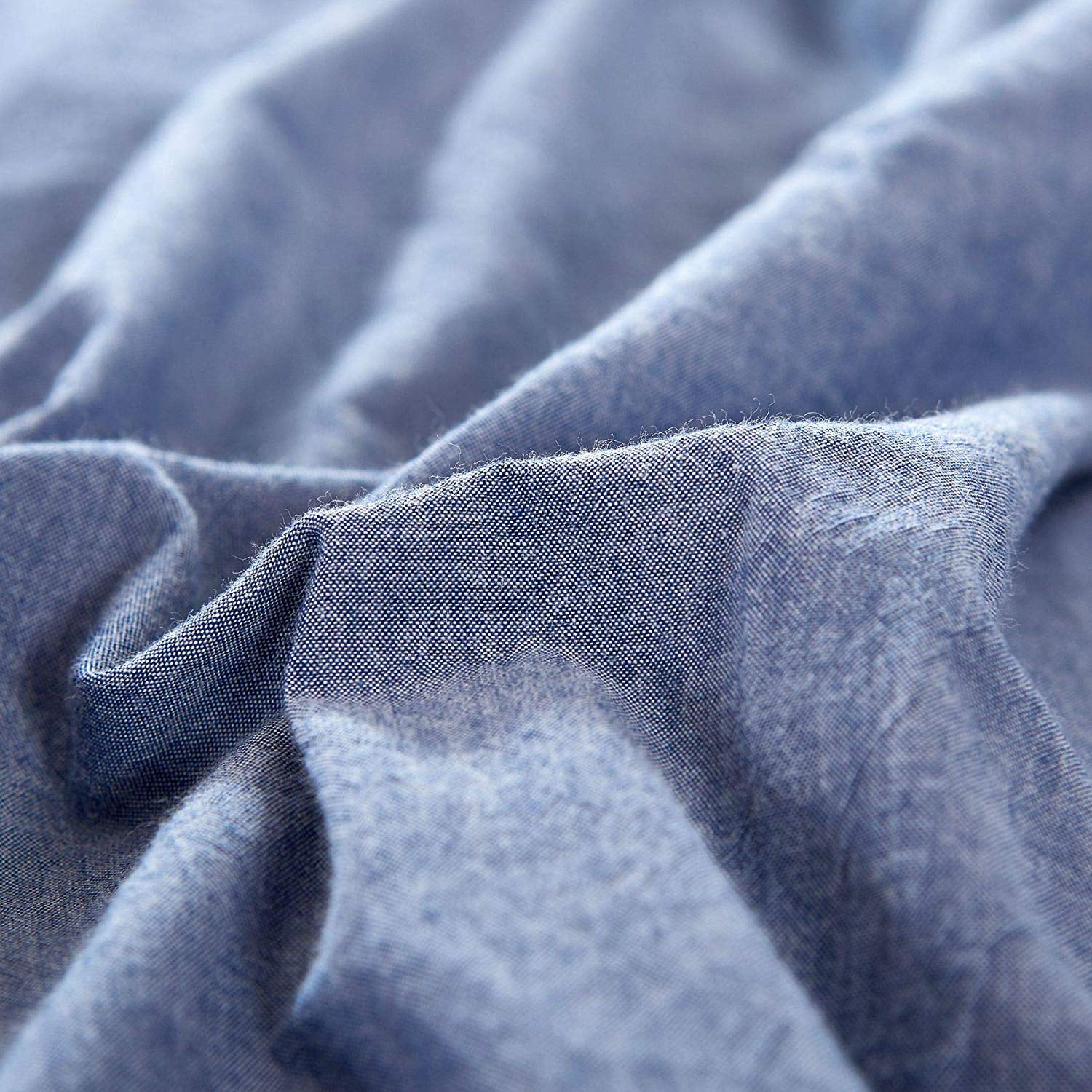 MarCielo Cotton Duvet Cover Set 3 Piece 100% Washed Cotton Duvet Cover 1 Duvet Cover + 2 Pillowcases Pompom (Blue, King(104x90))
