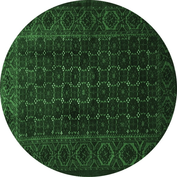 Ahgly Company Indoor Round Persian Emerald Green Traditional Area Rugs, 7' Round