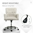 thumbnail image 3 of HOMCOM Mid Back Task Chair, Modern Home Office Chair with Tufted Button Design and Padded Armrests, Swivel Computer Desk Chair for Study Living Room Bedroom, Cream White, 3 of 9