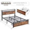 thumbnail image 3 of Queen Size Bed Frame with Storage Headboard, Metal Platform Bed with 2 Drawers, LED Lights Bed with Charging Station No Box Spring Needed, 3 of 9