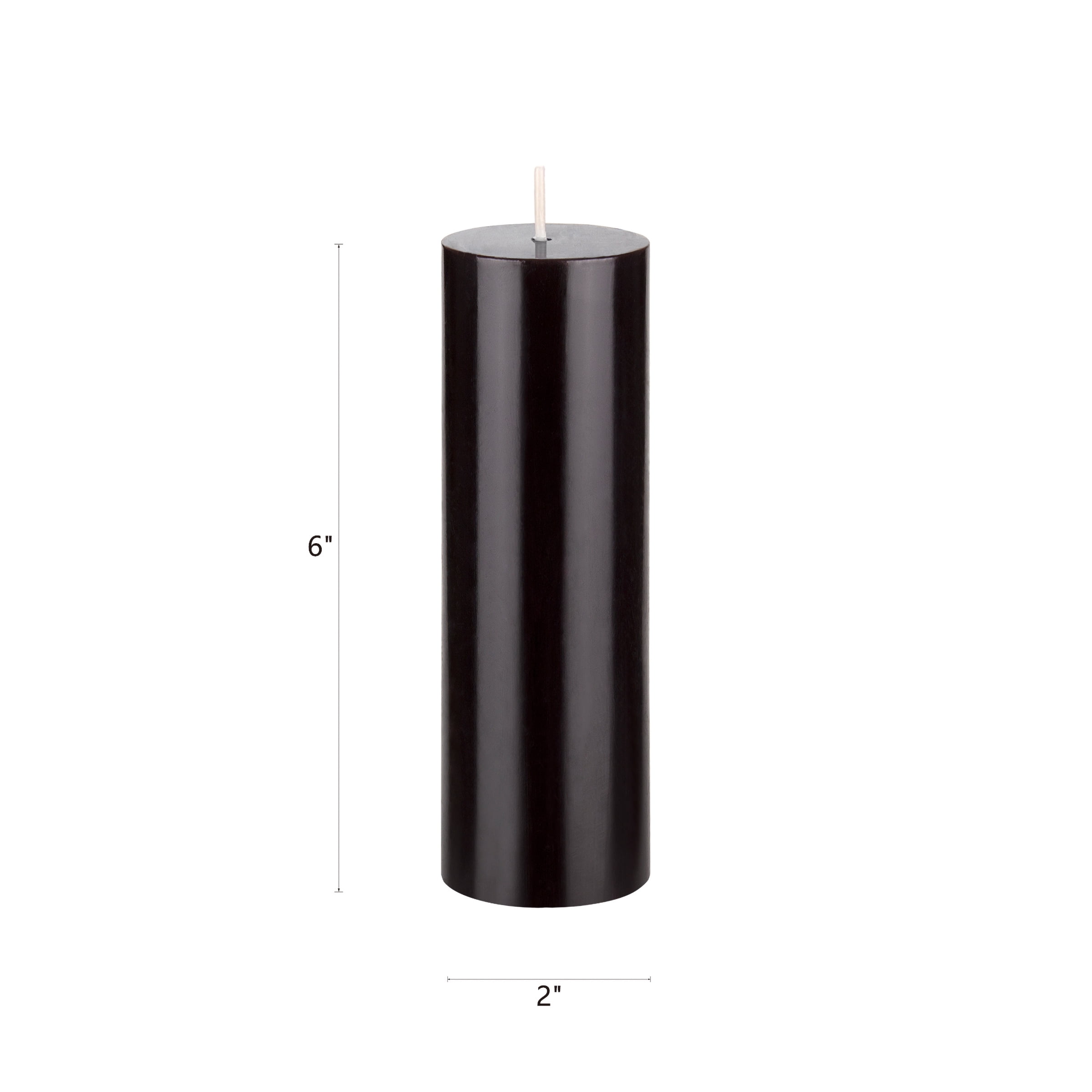 Mega Candles 6 pcs Unscented Black Round Pillar Candle, Hand Poured Premium Wax Candles 2 Inch x 6 Inch, Home Décor, Wedding Receptions, Baby Showers, Birthdays, Celebrations, Party Favors & More