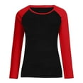 thumbnail image 5 of Yuzhih Women's Long Sleeve Shirts Slim Stretchy Color Block Tops Casual Crew Neck Pullover Tops Basic Tees, 5 of 7