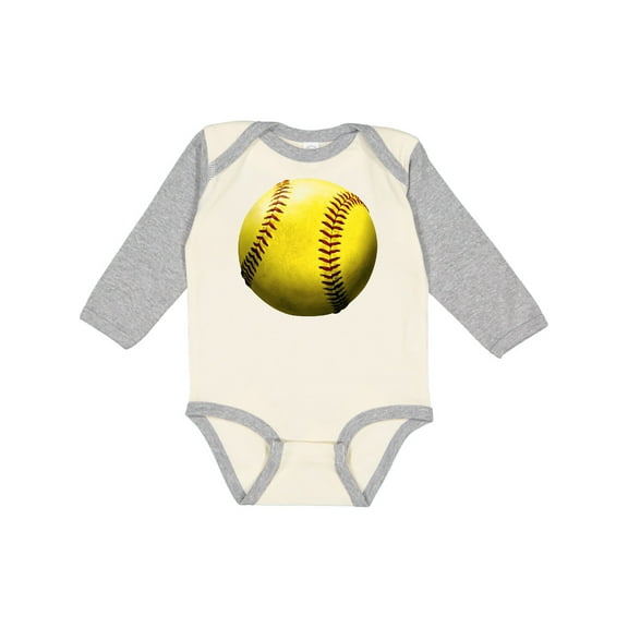 Inktastic Yellow Softball Boys or Girls Long Sleeve Baby Bodysuit