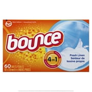 Bounce Fresh Linen Scented Fabric Softener Dryer Sheets, 60 Count
