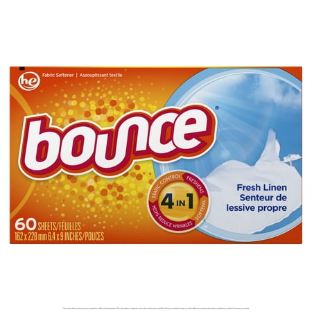 Bounce Fresh Linen Scented Fabric Softener Dryer Sheets, 60 Count