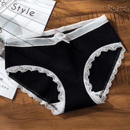 Fulorrnie Underwear for Women No Show Cheeky Seamless Comfort Panty Cute Briefs Banded Waist Waistband Panties  Black  XL
