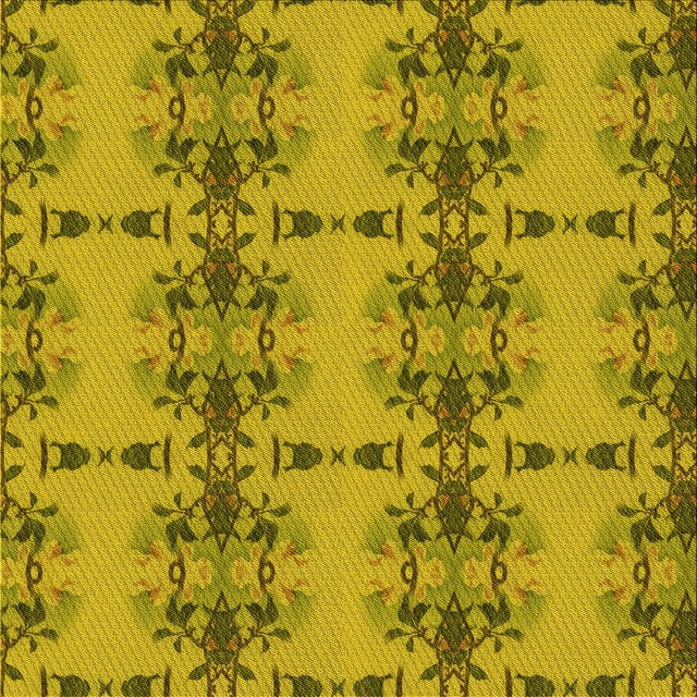 Ahgly Company Machine Washable Indoor Square Transitional Dark Yellow Green Area Rugs, 7' Square