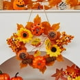 thumbnail image 4 of DAMAI Halloween Wreath,12 Inch Fall Wreath for Front Door, Maple Leaf Pumpkin Pinecone Decor Autumn Thanksgiving Welcome Door Sign forGhost Festival Front Door Farmhouse Porch Wall Decor, 4 of 6