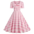 thumbnail image 1 of QIPOPIQ Robes pour Femmes Longues Fluides Robe à Étages Manches Courtes Col Rond Imprimé à Carreaux Robe d'Été Ceinture Grande Robe Offres 2023, 1 of 6