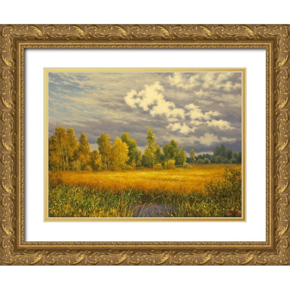Adamov, Alexey 18x15 Gold Ornate Wood Framed with Double Matting Museum Art Print Titled - Clouds in Summer
