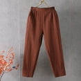 thumbnail image 2 of Lixiuxyad Casual Pants for Women "Women's Lightweight Casual Plus Size White Loose Fit High Waisted Crop Pants",Brown, 2 of 4