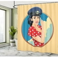 thumbnail image 5 of Ambesonne Pin up Girl Shower Curtain, Pilot Captain Hat, 69"Wx70"L, Multicolor, 5 of 5