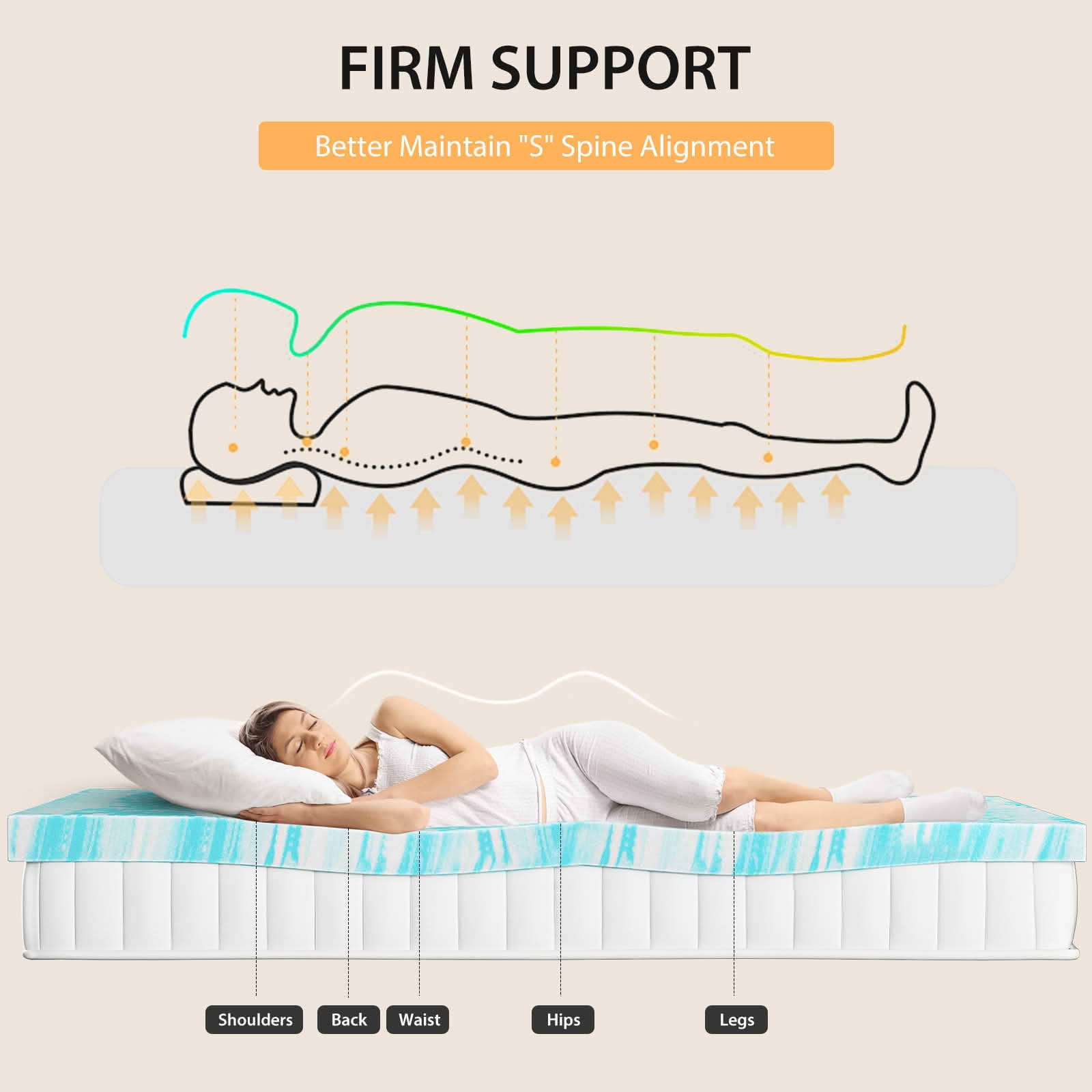 MAYEERTY Cooling Gel Memory Foam Mattress Topper, Pressure Relief Breathable Comfort Bed Topper