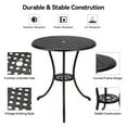 thumbnail image 6 of M optimized Patio Bistro Table, 24" Round Outdoor Coffee Table with 2" Umbrella Hole, Outdoor Cast Aluminum Bistro Table Side Table for Balcony Backyard Lawn Garden, 6 of 9