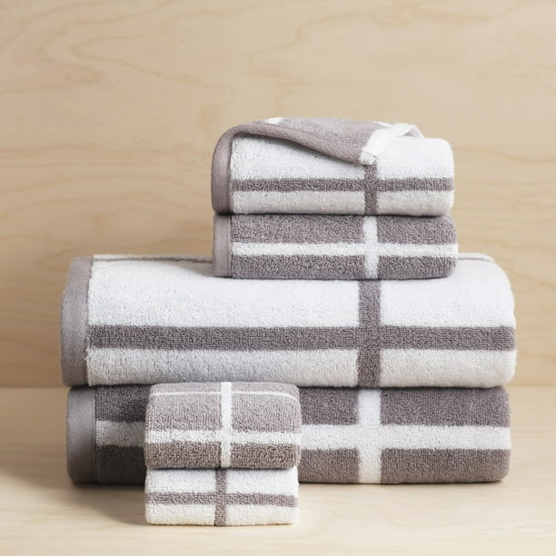 Sparrowhawk Brandon 100 Cotton, Reversible, 6Piece Gray/White Towel