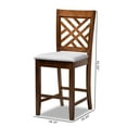 thumbnail image 7 of Baxton Studio Caron Modern and Contemporary Grey Fabric Upholstered Walnut Brown Finished 2-Piece Wood Counter Height Pub Chair Set, 7 of 7