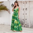 thumbnail image 3 of Anbech Boho Deep V-Neck Women Sling Dress Floral Printed High Waiste Beach Long Flowy Dresses, 3 of 9