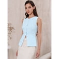 thumbnail image 4 of DARING DIVA Women's Sleeveless Suit Vest Button Cotton Vest Tops Blazer XS Light Blue, 4 of 6