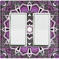 thumbnail image 1 of Metal Light Switch Plate Cover Mandala Purple Black Flower Tile Pattern MDL063, 1 of 13