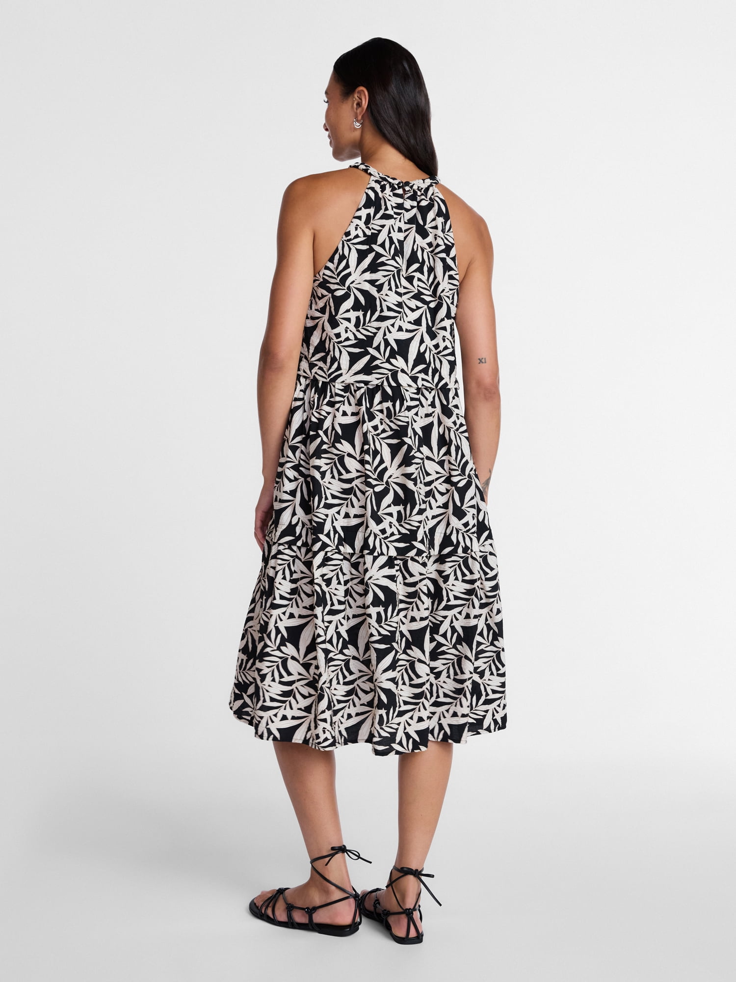 Time and Tru Women's Braided Halter Midi Dress, Sizes XS-XXXL