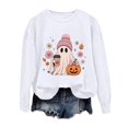 thumbnail image 5 of Xingjin Women's Halloween Sweatshirt 2026 Trendy Graphic Print Crewneck Long Sleeve Soft Pullover Fall Shirt Fashion Look Collection,White,L, 5 of 5