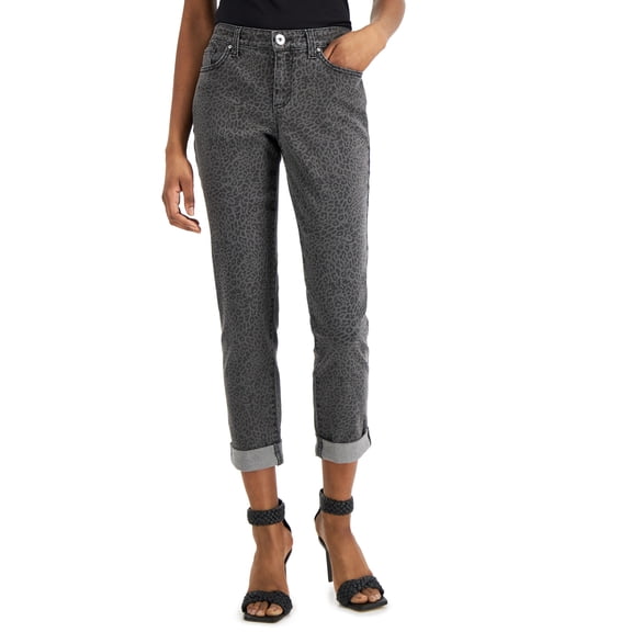 INC International Concepts Womens Mid Rise Leopard Print Straight Leg Jeans Chi Chi Wash 2