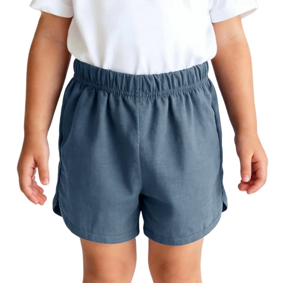 BLTIBY Girls Boys Casual Shorts Toddler Cotton Shorts Summer Lightweight Elastic Waisted Short Pants Blue 2-3 Years