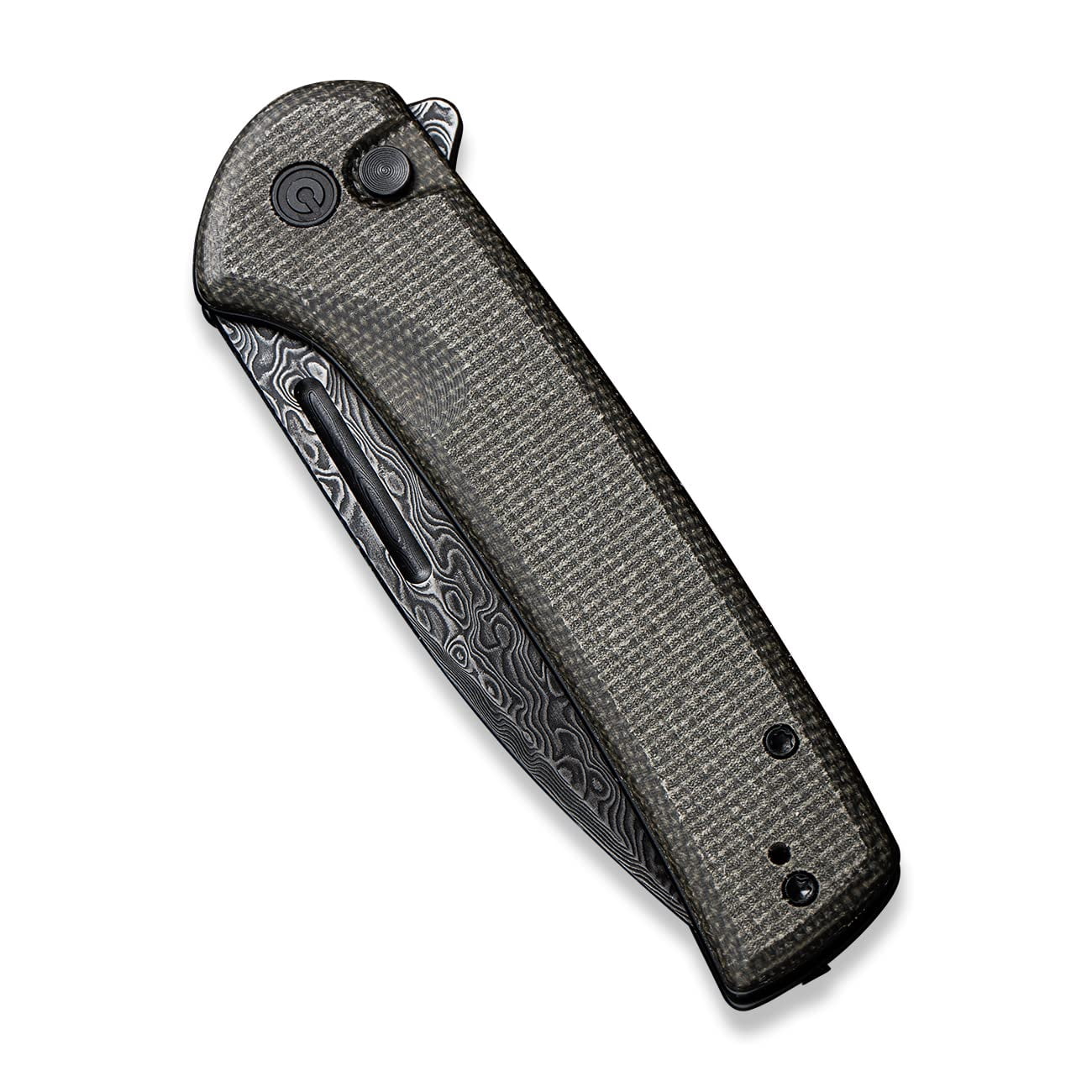 CIVIVI Pocket Knife Conspirator Button Lock Folding Knife 3.48" Damascus Blade, Dark Green Micarta Handle C21006-DS1