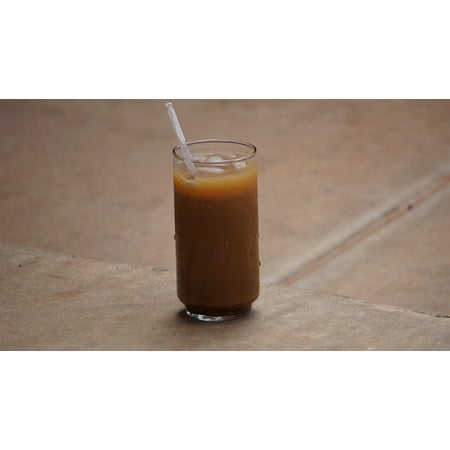 9.5' Iced Beverage Glass Canvas Print Glass Drink Beverage Coffee Caffeine Ice Coffee Stretched Canvas 10 x 14 ()