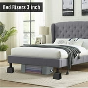 TiokMc 6 Pack Bed Furniture Risers, Stackable Bed Lifts in Heights of 3 inch, Heavy Duty Furniture Risers for Bed, Couch, Desk, Sofa, Chair, Table Legs Extenders
