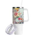thumbnail image 2 of SKYSONIC 40 oz Stylized Flowers Tumbler with Handle and Straw Lid, Insulated Cup Reusable Stainless Steel Water Bottle Travel Mug, 2 of 7