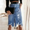 thumbnail image 3 of Women High Waist Casual A-Line Denim Short Jean Skirt Vacation Holiday Female Dailywear, 3 of 7