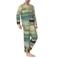 thumbnail image 2 of Daiia Serene Coastal Blue Sky for Men's Long-Sleeved Pajama Set – Soft & Comfortable Sleepwear Button-Up Pajamas Cozy Lounge Wear-XX-Large, 2 of 7