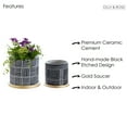 thumbnail image 6 of Olly & Rose Designer Black Plant Pots Set 2 with Gold Saucers Ceramic Planters Indoor Outdoor, 6 of 6