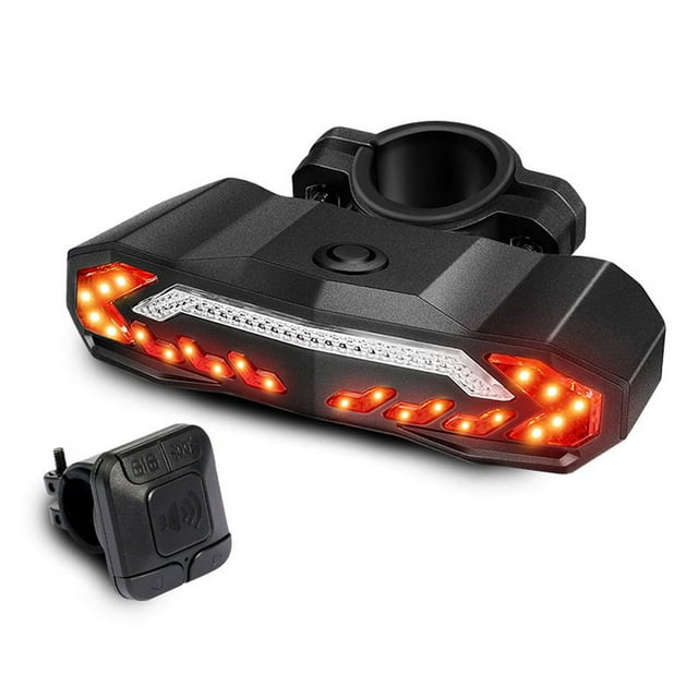 Luz trasera inteligente para bicicleta con intermitentes y luz de freno automática. Control remoto inalámbrico. Luz de advertencia de seguridad recargable por USB. La luz se adapta a la bicicleta.