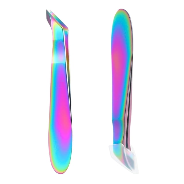 2 Pieces Mini Cuticle Cutter, Trimmer for Manicure and Pedicure, Stainless Steel Nipper, Precise Pointed Tip Clipper Trim Nail Dry Skin (Colored Titanium) Colored Titanium
