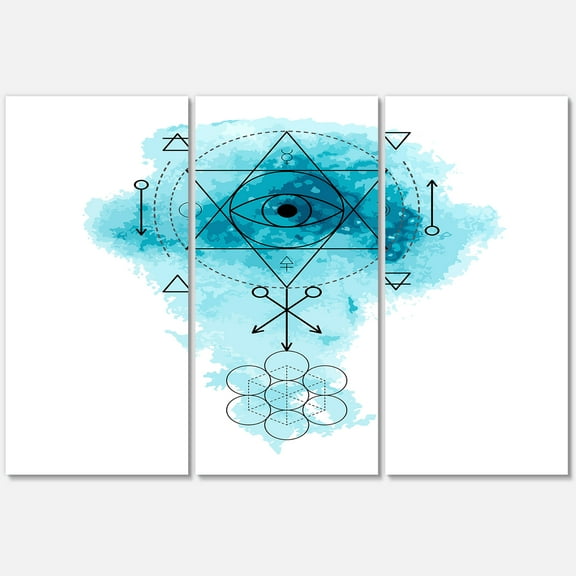 Designart ' Sacred Geometry and Symbol of Alchemy II ' Bohemian & Eclectic Canvas Wall Art Print