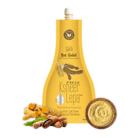 Nat Habit - Back To Natural Secrets Everyday Fresh Tamarind Kasturi Ksheer Lepa Quick Detan & Brightening Ayurvedic Face Pack Mask, Cleans Spots & Mar