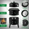 thumbnail image 3 of Zimtown BBQ Charcoal Grill Outdoor Barbecue Pit Smoker with 3 Levels Patio Backyard Black, 3 of 9