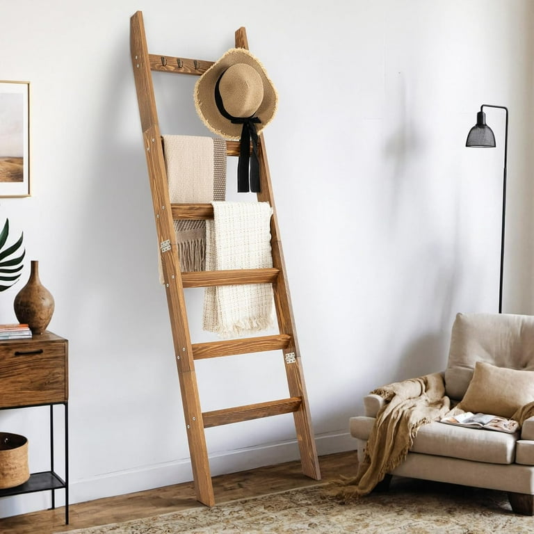 6-Tier Blanket Ladder for Living Room and Ft Wall