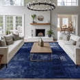 thumbnail image 4 of Navy Blue Large Area Rugs for Bedroom Living Room, Soft Non Slip Carpet Bedside Rug, Retro Oil Painting Modern Abstract Art Aesthetics Rectangular Floor Cover Kitchen Accent Rug 5'x8' for Office, 4 of 9