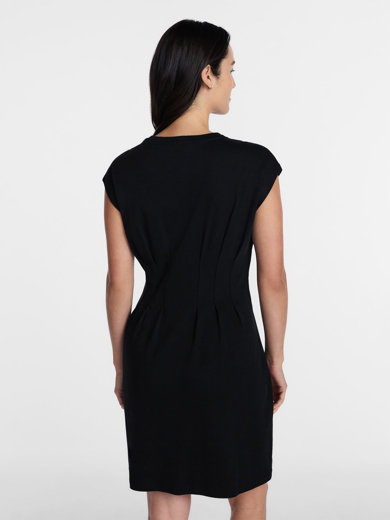 Time and Tru Women's Pleated Waist Cotton Mini Dress, Sizes XS-XXXL