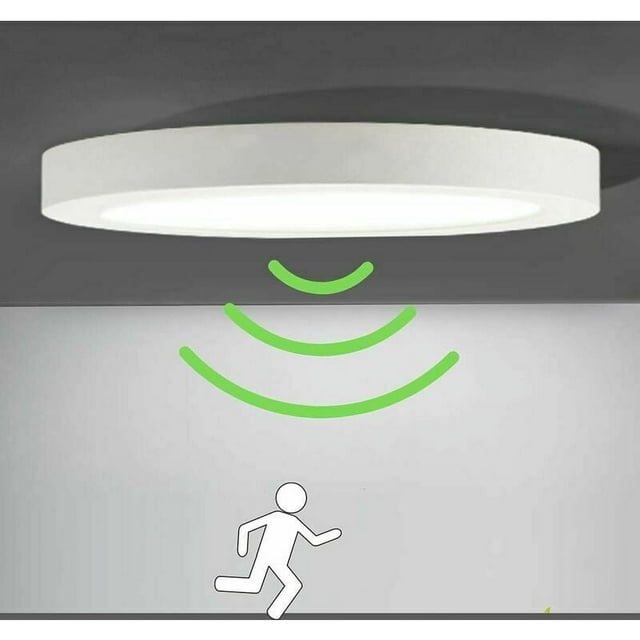 Lámpara de techo Lámpara de techo LED con sensor de movimiento Lámpara de luz automática para exteriores Balcón Garaje Entrada Pasillo Lámpara redonda Lámpara de techo fácil de instalar 6000K B