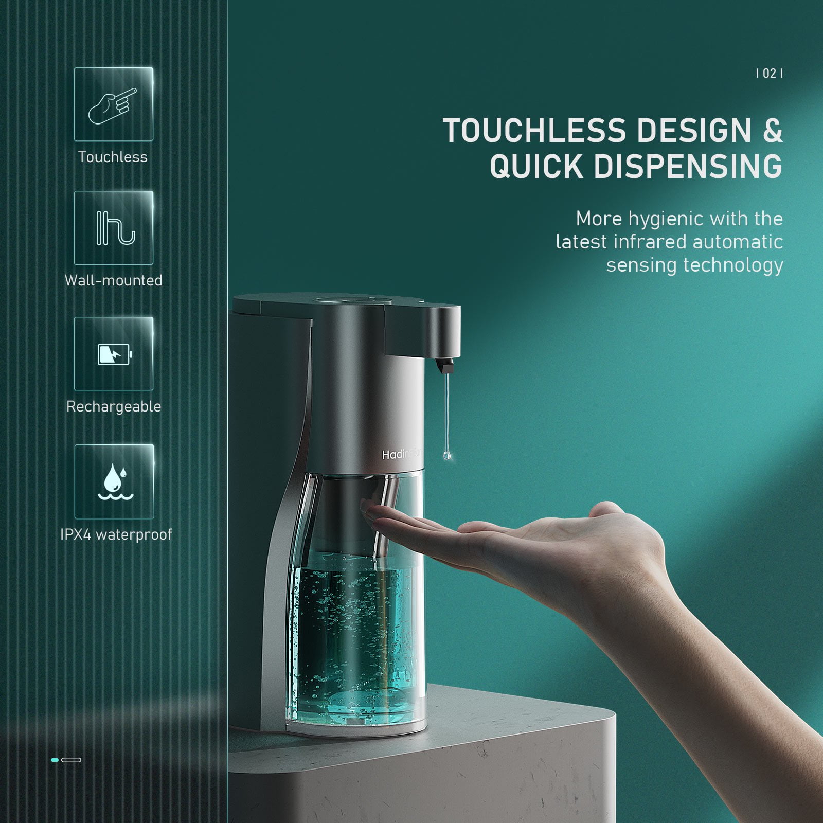 Bathroom Chrome Deck Mounted Automatic 500ML Sensor Soap Dispenser Bottle