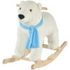 Kids Ride On Rocking Horse with Soft Polar Bear Body, Fun Roaring Sound, & Safety Handlebars/Footrests