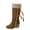 Khaki, variant on Knee High Boots Women, Wedge Mid Calf Suede Fringe Faux Fur, Back Lace Up Chunky Mid Heel Round Toe Tassel Boots Casual Fall Black Boots