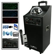 beFree Sound Projection Party Light Dome 10 Inch Subwoofer Bluetooth Portable Party Speaker with USB/ SD Input, FM Radio, Remote Control and Microphone